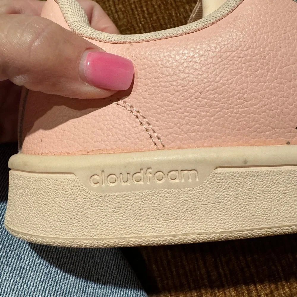 Adidas Neo Advantage Cloudfoam Pink Pebbled Leather Sneakers AW3977 Womens 11